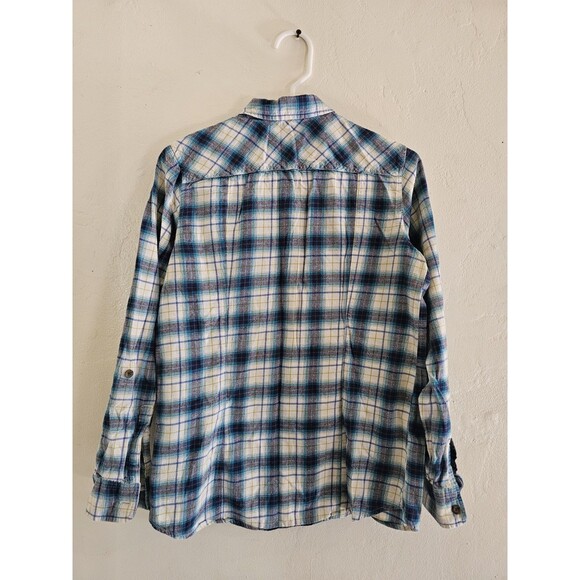Eddie Bauer Women's Long Sleeve Button Down Plaid Flannel Shirt Size Small Blue - Picture 7 of 7
